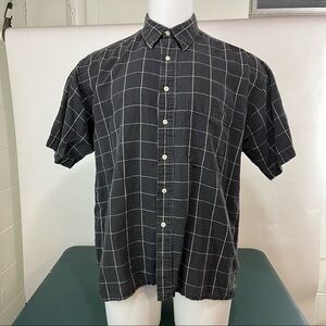 Men's J. Riggings Sportswear Black Plaid Button Down crew short sleeve (477)